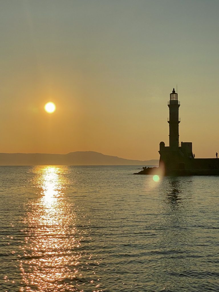 Coucher de soleil, Phare de La Canée